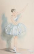 P. Berriand, Ballet dancers, mixed media, both signed and inscribed in pencil, paper size 22" x 15",