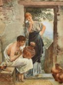 19th Century English School, a Grecian Urn painter, watercolour, 6.25" x 4.75" (16 x 12cm).