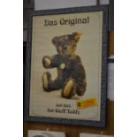 A Steiff teddy bear advertising poster framed and glazed.