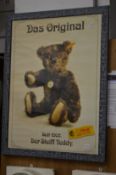 A Steiff teddy bear advertising poster framed and glazed.