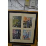 Figure subjects, watercolours, set of four, mounted as one.