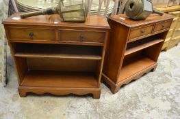 A pair of yew wood bookcases.