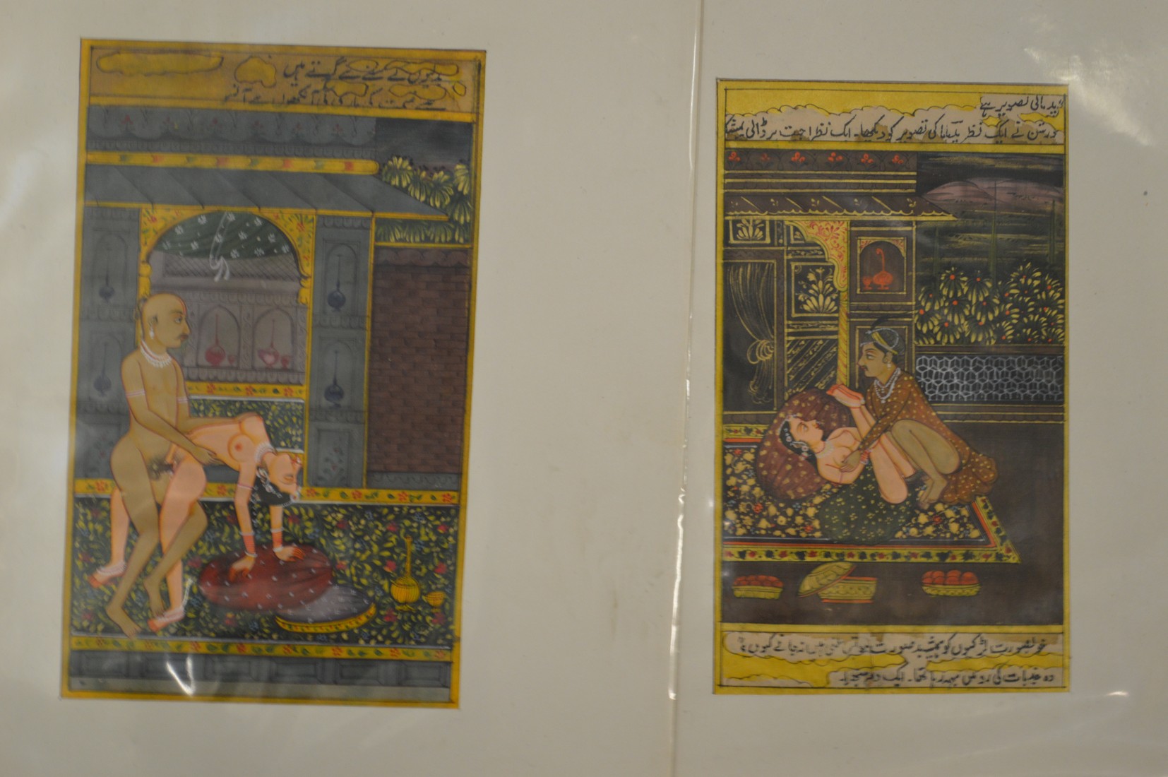 Two erotic Indian paintings, unframed.