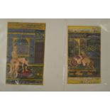 Two erotic Indian paintings, unframed.