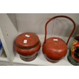 Two Chinese lacquer food containers.