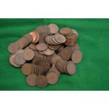 A bag of one hundred and twenty three half pennies, mostly Elizabeth II.