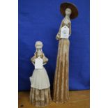 Jo Good, pottery figure of a young lady and another similar.