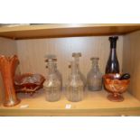 Cut glass decanters etc.