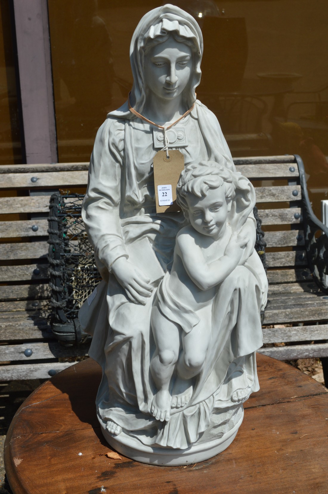 A large resin model of The Madonna and Child.