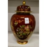 A Carlton ware Rouge Royale jar and cover.