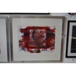 Abstract studies in red, watercolour, signed, a pair.