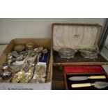 Various silver flatware and condiments and other collectables together with a cased set of butter