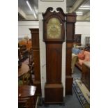 A 19th century mahogany Scottish longcase clock with eight day movement, arched dial signed Alex