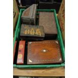 Eastern lacquer boxes and other items.