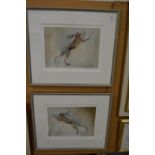 Paul Tavernor, Footloose and Fancy Feet, amusing study of hares, colour prints, pencil signed.