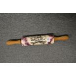 A lustre decorated rolling pin.