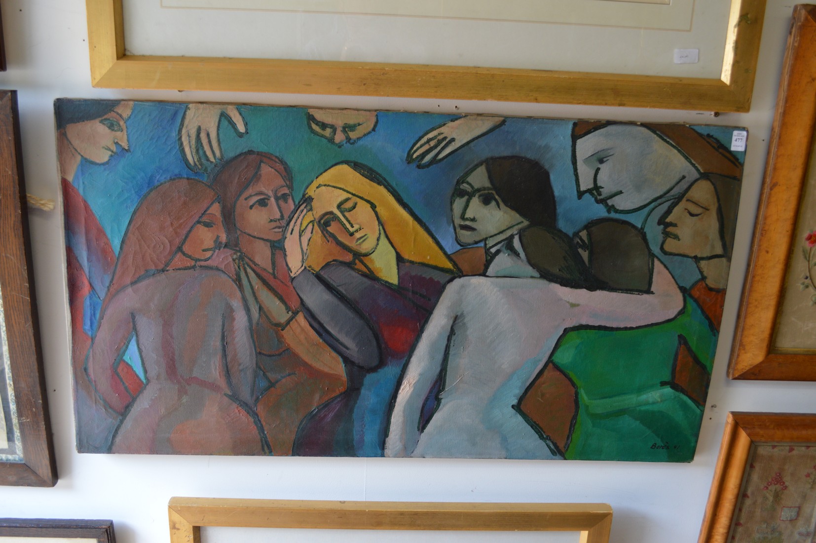 Female figure subjects, oil on canvas, unframed, bears signature Bores 41.