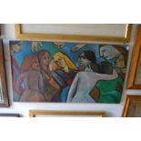 Female figure subjects, oil on canvas, unframed, bears signature Bores 41.