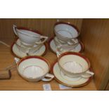 Minton soup bowls and stands.