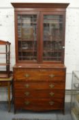 A George III mahogany secretaire bookcase/chest.