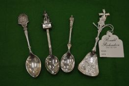 A Dutch silver spoon and three others.