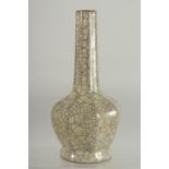 A CHINESE CRACKLE GLAZE BOTTLE VASE, 24cm high.