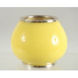 A SMALL JAPANESE YELLOW CLOISONNE VASE, stamped to foot rim, with original box, 6.5cm high.