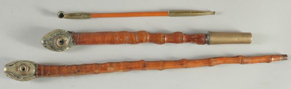 THREE SOUTH EAST ASIAN PIPES, longest 40.5cm (3)