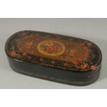 A PERSIAN LACQUERED PEN CASE, 16.5cm long.