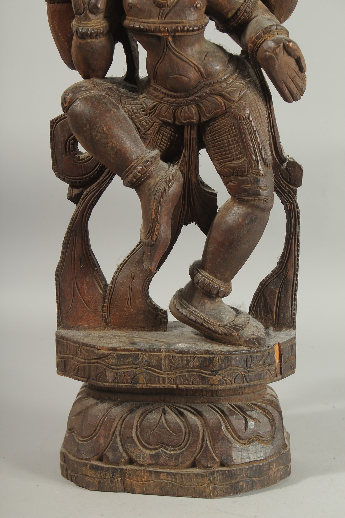 A 19TH CENTURY WOODEN CARVING OF SHIVA, 61cm high. - Image 3 of 4
