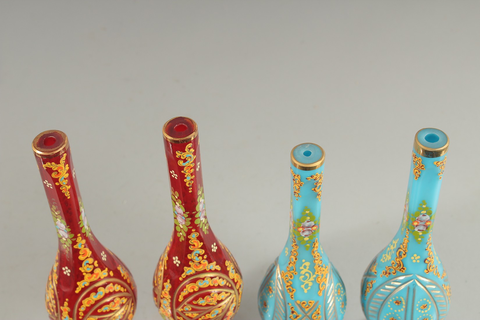 TWO PAIRS OF ENAMELLED GLASS VASES, (4). - Image 4 of 5