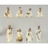 A COLLECTION OF EIGHT SMALL CHINESE PORCELAIN FIGURES, (8).