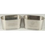 A PAIR OF BOLLINGER OVAL COOLERS. 13ins long, 8ins wide 7ins deep.