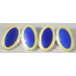 A PAIR OF STERLING SILVER VITREOUS ENAMEL DOUBLE CUFFLINKS.