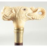 A WALKING STICK WITH CARVED BONE HANDLE 'Elephant'.