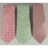 THREE VARIOUS HERMES SILK TIES.