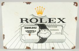 A RECTANGULAR ENAMEL SIGN 'ROLEX'. 8ins x 12ins.