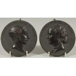 A PAIR OF 19TH CENTURY PLAQUES with Albert Edward, Prince of Wales and Alexandra, Princess of Wales,