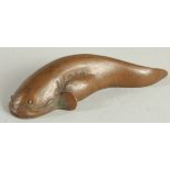 A JAPANESE BRONZE CAT FISH. 2ins.