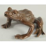 A JAPANESE BRONZE FROG. 2ins.