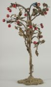 A CHINESE METAL CHERRY TREE LAMP.
