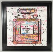 A FAUX CHANEL GRAFFITI PICTURE. 27ins x 27ins.