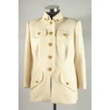 A CATHERINE WALKER, CHELSEA DESIGN CO. CREAM WOOL JACKET with gilt buttons.