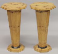 A PAIR OF ART DECO STYLE OCTAGONAL STANDS. 2ft 7is high.