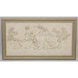 A LARGE CHERUB RELIEF PLAQUE. 4ft 5ins x 2ft 6 ins.