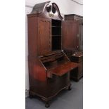 A VERY GOOD 18TH CENTURY PHILADELPHIA MAHOGANY BUREAU BOOKCASE, the top with arched pediment over