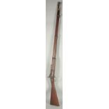 A VOLUNTEER SNIDER ENFIELD 3 BAND RIFLE. 55" overall, 36" barrel with 3 groove rifling, ladder
