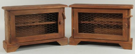 A PAIR OF FREE RANGE WOODEN EGG BOXES. 15ins long.