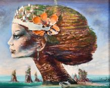 Le Colas, 20th Century, 'La Cretoise', a head study of a female representing Crete, oil on panel,
