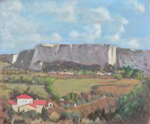 French School, Circa 1950, 'Falaises de Lioux', a Provencal view, oil on canvas, 21.25